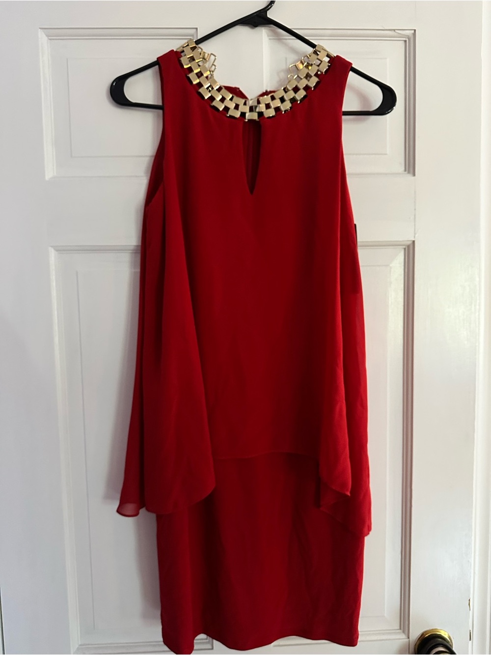 Laundry By Shelli Segal Red High-Low Dress with Gold Collar